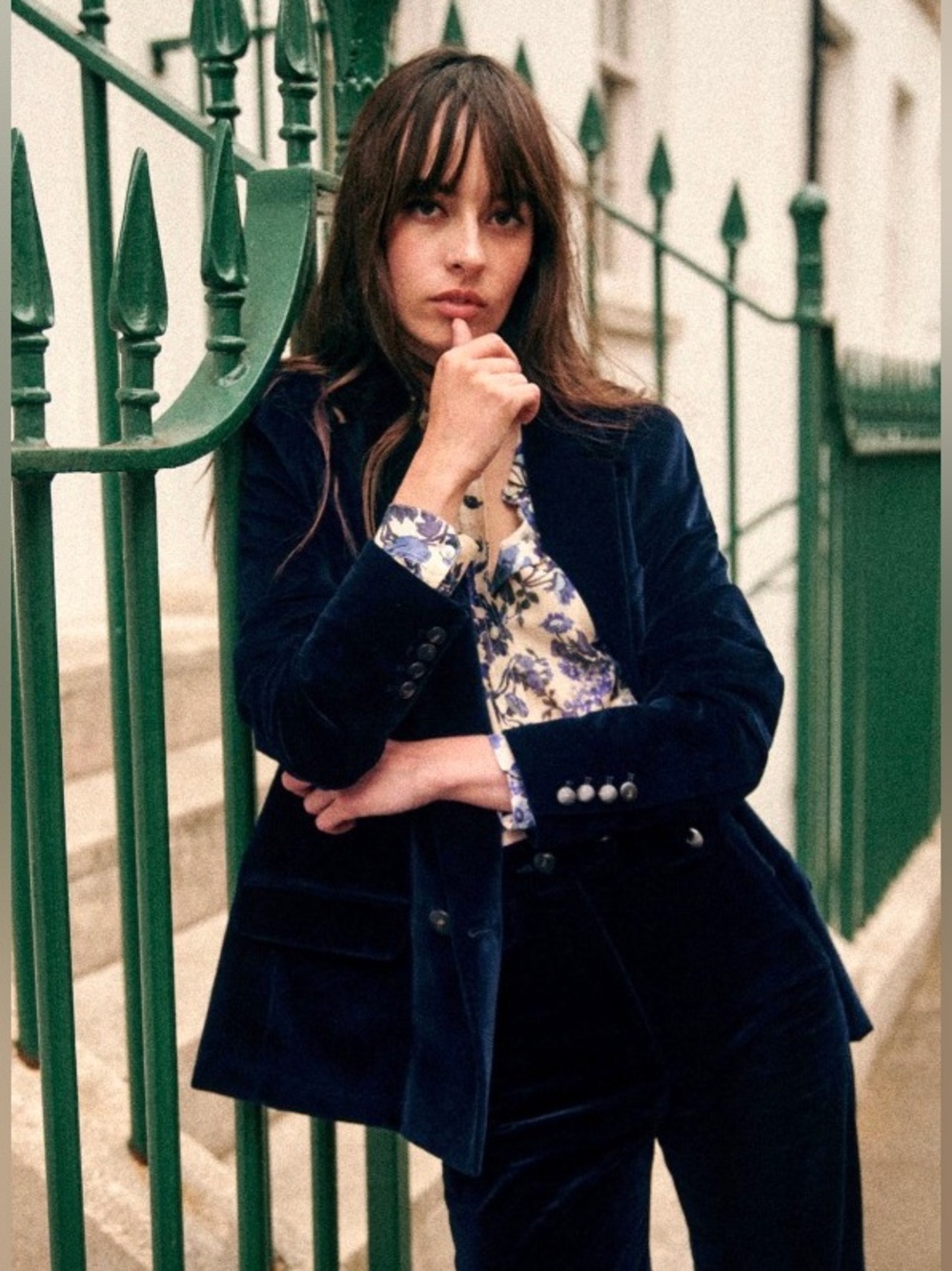 Sézane Christie Jacket in Velvet Navy FR 36 / US 4